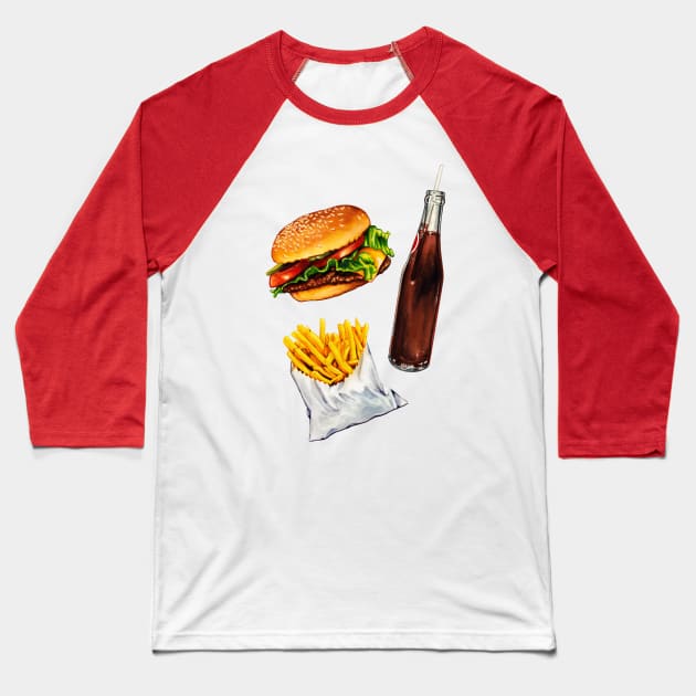 Combo Meal Baseball T-Shirt by KellyGilleran